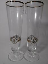 2 Das Einzig Wahre Warsteiner Fluted Tulip Beer Glasses 0,2L Gold Rimmed 8”Tall  picture