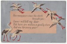 51922 VINTAGE BIRTHDAY GREETINGS POSTCARD HOW MANY YEARS SINCE STORK BROUGHT YOU picture