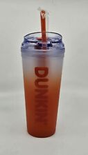 Dunkin' Summer 2024 Ombre Plastic Insulated 24oz Tumbler Orange BPA Free New picture
