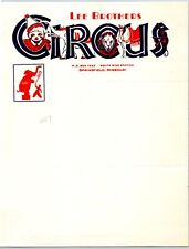 Lee Brothers Circus Letterhead Springfield, MI c1957 Large Thermography Text picture