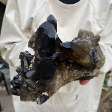 3.3lb Large Natural Black Smoky Quartz Crystal Cluster Raw Mineral Specimen picture