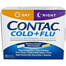 Contac Cold + Flu Acetaminophen Pain & Fever Relief Day & Night Caplets 28 Count picture