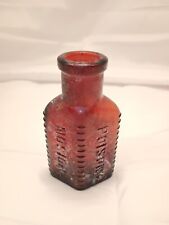 MEDIUM VINTAGE/ANTIQUE- POISON BOTTLE w/ LABEL  -AMBER- 3 SIDED (3.75 Inches) picture