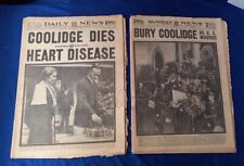 Lot of 2 - NY Daily News Paper COOLIDGE DIES OF HEART DISEASE & BURY COOLIDGE  picture
