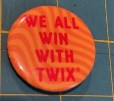 Vintage We All Win With Twix Candy Bar Pinback Button Advertising Mars Chocolate picture