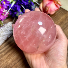 1025g Natural Pink Rose Quartz Crystal Sphere Reiki Healing Ball 89MM 1th picture