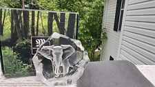 Vtg Mats Jonasson Maleras Swedish Etched Crystal Elephant 5.5”H x 5.5”L #33630 picture