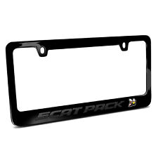 Dodge Scat-Pack in 3D Dark Gray Letters on Black Metal License Plate Frame picture