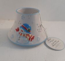 Christmas Ceramic Candle Shade Snowman Fits Most Jar Candles Accents Pre Owned picture
