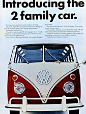1966 Volkswagen Bus Introducing 2 Family Car Vintage Original Print Ad 8.5 x 11