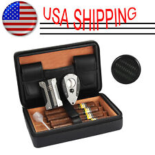 Galiner Black Travel Cigar Humidor Case 1 Torch Cigar Lighter Cutter Humidifier picture