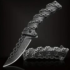 1pc 8.4cm Premium Folding Knife - Ultra-Durable Stainless Steel chain design picture
