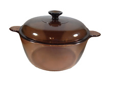 Vintage Corning Visions Vision Ware Amber Dutch Over 4.5L Cookware with Lid picture