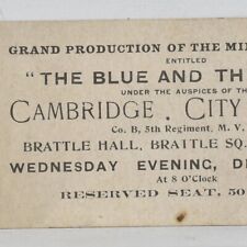 1896 The Blue And Gray Brattle Hall Square Cambridge Harvard University Ticket picture