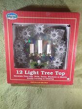 Vintage 12 Light Up Christmas Tree Topper Silver Three Candles In Center picture