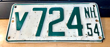 1954 New Hampshire Boat License Plate # V 724 NH 54 RARE WHITE BACKGROUND 50S picture
