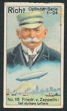1927 RICH'S COFFEE FERDINAND von ZEPPELIN INVENTOR DUTCH OPFINDER CARD #16 picture