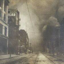 San Francisco Earthquake Fire 1906 Street Scene Cable Car Track Stereoview H162 picture
