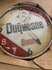 RARE 1950s CLASSIC BEER Duquesne Backlit Clock  Pam Clock Co - needs repair picture
