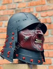 Medieval Samurai Helmet 18Ga Sca Larp Knight Helmet With Black Leather Liner picture