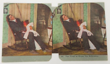 Victorian Stereograph Humorous~Too Tired To Know The Difference~Sleepy~Rock Baby picture