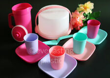 Brand New TUPPERWARE Kids Toys Party Kitchen Set Cake Server Pitcher Plates Cups picture