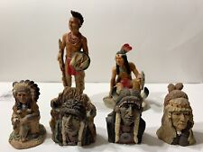 VINTAGE Lot of 6 CASTAGNA Native American Indian Figurines PLUS CARVED Figures picture