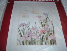 Vtg Needle Treasures Wool Color Stamped Iris Flowers Scene Kit 12x16 NIP LK8 picture