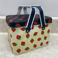 Vintage Potpourri Press Strawberry Tin with Lid and Handles picture