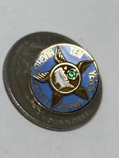 Solid  10K Yellow Gold Enamel Hughes Aircraft Company 10 Year Pin Green Emerald picture