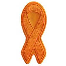 Embroidered Patch (Iron-On), Orange Leukemia Awareness Ribbon, 3