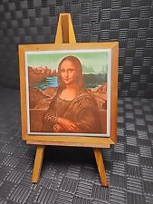 Vintage MCM MONA LISA On Tile Art Print ITALY Price Imports W/ Wood Easel picture