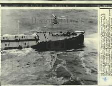 1968 Press Photo Sinking Pegasos founders in stormy Atlantic near Cape Hattera picture