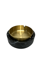Ceramic Stainless Steel Ashtray,4.5”,Black,Gold, Brand New, Washable, Boxed,4.5” picture