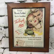 Vintage 50’s Romantic Ad Palmolive Beauty Lather Collectible Framed Art Print  picture