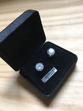 Vintage 1990s Sterling Silver Rhinestone CZ diamond Earrings With Case picture