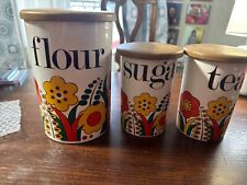 VINTAGE RETRO- 1960s CROWN DEVON Collection Of 3 Floral Storage Canisters picture
