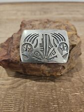 Rare Vintage Hopi Native American Sterling Silver Bear Paw Belt Buckle picture