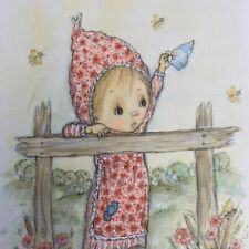 Vintage Goodbye Greeting Card Betsey Clark Cute Kid At Fence Glitter Hallmark picture