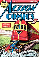 ACTION COMICS #13  June 1939 SHUSTER Classic train cover 4th Superman Cover WOW picture
