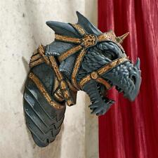Medieval Warrior Beast Harnessed Armor Horned Dragon Head Trophy Wall Sculpture picture