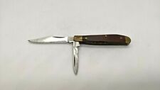 Vtg Sears 2 Blade 95420 Folding Pocket Knife 3 Pin Wood Handle w/Brass Bolsters picture