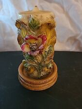 Vintage German Floral Hand Carved Handpainted Candle picture