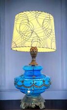 Mid-century Cobalt Blue Glass Lamp With Fiberglass Shade picture