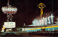 Vintage Postcard Stardust Casino Nevada World's Tallest Sign Night Neon Cars picture