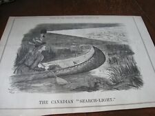 1891 Original POLITICAL CARTOON - Ms CANADA in CANOE Light up CORRUPTION Etc. picture
