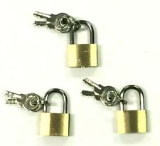 3 pcs of 20mm Mini Brass Padlocks Tiny Safety Box Locks Keyed Jewelry 2 Keys  picture