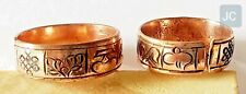 100% Copper Tibetan 8 Auspicious Symbol Carved Healing Ring Handmade - US Seller picture