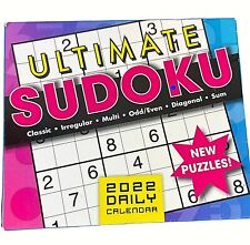 New Sealed Ultimate Sudoku Daily 2022 Puzzle Calendar Gift w/ Solutions on Back picture