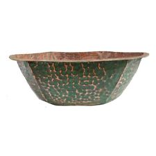 Green Patina Aged Exterior Pure Copper Bowl Centerpiece Garden Yard Flowers Pot picture
